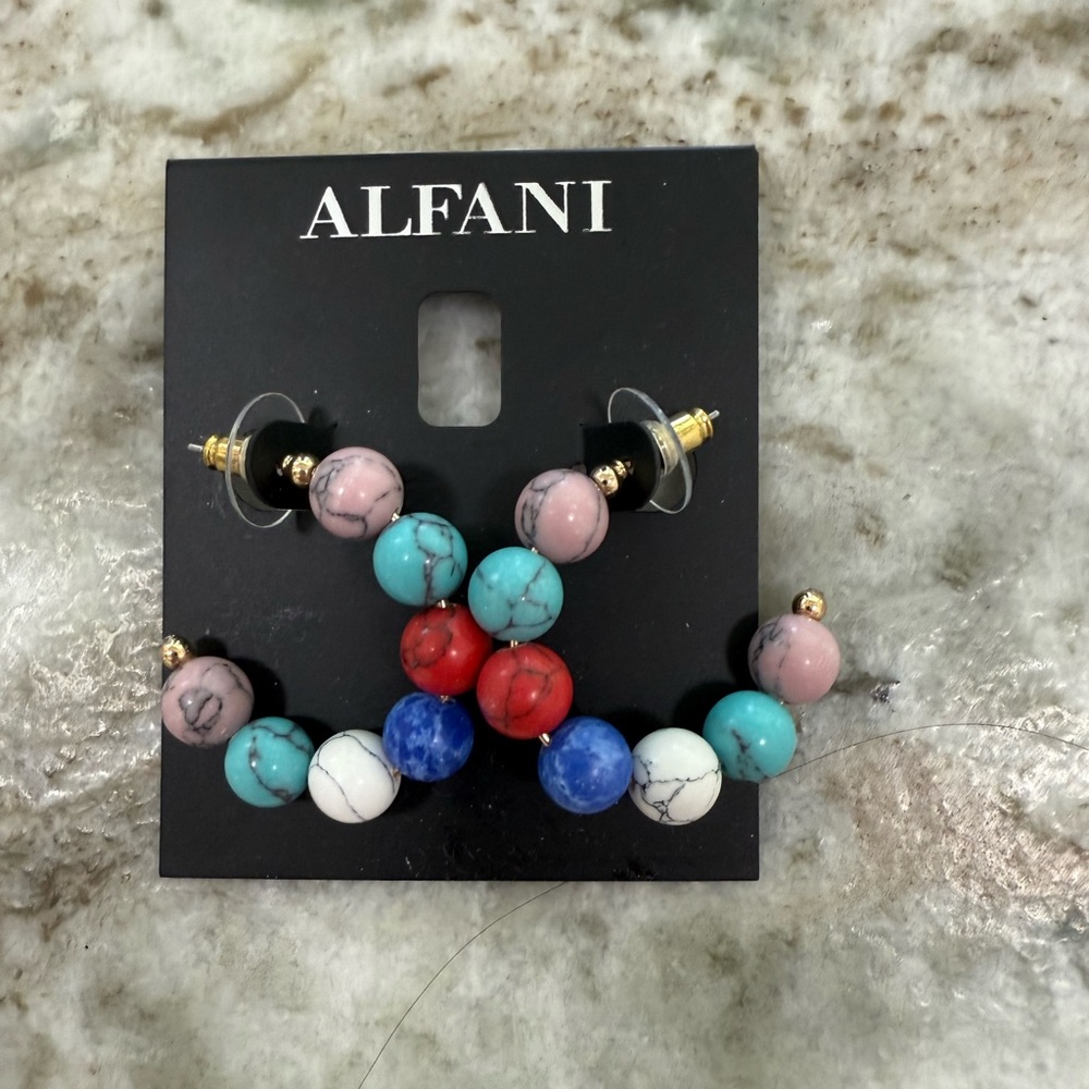 Alfani Gold and Clear Beaded Earrings
